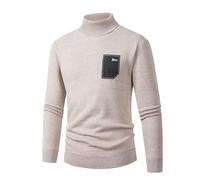 Rollkragenpullover Herren Strickpullover Pullover Sweater Turtleneck mit Brusttasche Langarmshirt Rollkragenpulli Thermooberteile Rollkragenshirt Longsleeve Thermo Unterwäsche Herren Farbblock