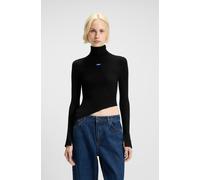 Rollkragenpullover HUGO BLUE "Somyna", Damen, Gr. S, schwarz (schwarz 001), Rippstrick, Obermaterial: 56% Viskose, 42% Polyamid, 2% Elasthan, unifarben, figurbetont, hoch geschlossener Ausschnitt, Ärm