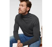 Rollkragenpullover JACK & JONES "Emil Knit Roll", Herren, Gr. M, grau (dunkelgrau melange), Obermaterial: 60% Baumwolle, 20% Nylon, 20% Viskose, schmal hüftbedeckend, Rundhals, Pullover Rollkragenpull