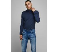 Rollkragenpullover JACK & JONES "Emil Knit Roll", Herren, Gr. XXL, blau (navy), Obermaterial: 60% Baumwolle, 20% Nylon, 20% Viskose, schmal hüftbedeckend, Rundhals, Pullover Rollkragenpullover (222034