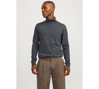 Jack & Jones Rollkragenpullover JJEBASIC Einfarbig Dunkelgrau Melange 100% Baumwolle Herren M