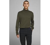 Rollkragenpullover JACK & JONES "JJEEMIL KNIT ROLL NECK NOOS", Herren, Gr. XS, grün (olivgrün), Strick, Obermaterial: 60% Baumwolle, 20% Nylon, 20% Viskose, regular fit normal, Rundhals, Rippbündchen,