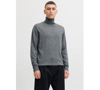 Rollkragenpullover JACK & JONES "JPRBLAMERINO KNIT ROLL NECK", Herren, Gr. XL, grau (medium grau melange), Strick, Obermaterial: 100% Wolle, unifarben, regular fit normal, Rundhals, Bündchen, Pullover