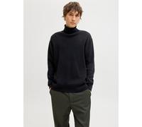 Rollkragenpullover JACK & JONES "JPRBLAMILANO STITCH KNIT ROLL NECK", Damen, Gr. L, schwarz detail:melange, Strick, Obermaterial: 100% Baumwolle, meliert, relaxed fit normal, Rundhals, Pullover Rollkr