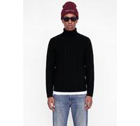 Rollkragenpullover JACK & JONES "JPRBLUCALLUM CABLE KNIT ROLL NECK", Herren, Gr. L, schwarz, Strick, Obermaterial: 57% Polyacryl, 43% Baumwolle, unifarben, regular fit normal, Rundhals, Bündchen, Pull
