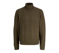 Rollkragenpullover JACK & JONES "JPRBLUCALLUM CABLE KNIT ROLL NECK", Herren, Gr. XL, crocodile, Strick, Obermaterial: 57% Polyacryl, 43% Baumwolle, unifarben, regular fit normal, Rundhals, Bündchen, P