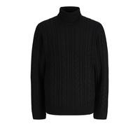 Rollkragenpullover JACK & JONES "JPRBLUCALLUM CABLE KNIT ROLL NECK", Herren, Gr. XL, schwarz, Strick, Obermaterial: 57% Polyacryl, 43% Baumwolle, unifarben, regular fit normal, Rundhals, Bündchen, Pul