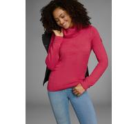 Rollkragenpullover KANGAROOS, Damen, Gr. 32/34, pink (pink, melange), Strick, Obermaterial: 60% Baumwolle, 40% Polyacryl, meliert, unifarben, figurbetont hüftbedeckend, Rippbündchen, Pullover Rollkrag