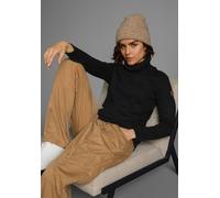 Rollkragenpullover KANGAROOS, Damen, Gr. 32/34, schwarz, Strick, Obermaterial: 60% Baumwolle, 40% Polyacryl, unifarben, figurbetont hüftbedeckend, Rippbündchen, Pullover Rollkragenpullover, mit Schalk