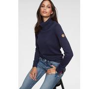 Rollkragenpullover KANGAROOS, Damen, Gr. 40/42, blau (marine), Strick, Obermaterial: 60% Baumwolle, 40% Polyacryl, unifarben, figurbetont hüftbedeckend, Rippbündchen, Pullover Rollkragenpullover, in k