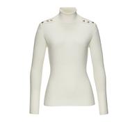 Rollkragenpullover LASCANA, Damen, Gr. 32/34, beige (creme), Strick, Obermaterial: 83% Viskose, 15% Polyamid, 2% Elasthan, unifarben, modisch, figurbetont hüftlang, Langarm, Pullover, mit Zierknöpfen