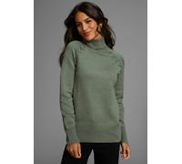 Rollkragenpullover LAURA SCOTT, Damen, Gr. 42, grün (salbei, melange), Strick, Obermaterial: 50% Viskose, 28% Polyester, 22% Polyamid, clean, unifarben, figurbetont hüftlang, hoch geschlossener Aussch