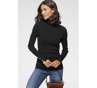 Rollkragenpullover LAURA SCOTT, Damen, Gr. 42, schwarz (schwarz (aus nachhaltigem material)), Rippstrick, Obermaterial: 70% Viskose, 30% Polyamid, clean, unifarben, figurbetont hüftbedeckend, hoch ges