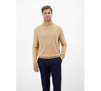 Rollkragenpullover LERROS, Herren, Gr. L, tender beige melange, Strick, Obermaterial: 88% Schurwolle, 12% Kaschmir, meliert, regular fit normal, ohne Ausschnitt, Rippbündchen, Pullover, mit Logo Stick