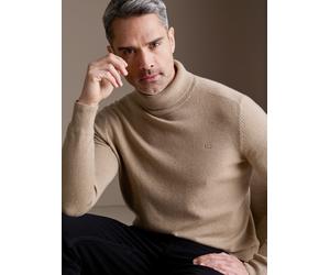 Rollkragenpullover LERROS "Herren Rollkragenpullover - lässige Optik, wärmender", Herren, Gr. XXL, tender beige melange, 88% Wolle, 12% Kaschmir, ohne Ausschnitt, Pullover Rollkragenpullover (12331620