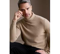 Rollkragenpullover LERROS, Herren, Gr. XXL, tender beige melange, Strick, Obermaterial: 88% Schurwolle, 12% Kaschmir, meliert, regular fit normal, ohne Ausschnitt, Rippbündchen, Pullover, mit Logo Sti
