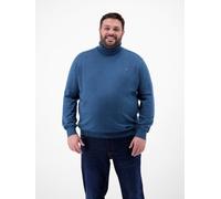Rollkragenpullover LERROS "LERROS Rollkragenpullover in Großen Größen", Herren, Gr. 5XL, storm blau melange, 100% Baumwolle, ohne Ausschnitt, Pullover Rollkragenpullover (79638733-5XL) storm blau mela