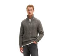 Rollkragenpullover MARC O'POLO "aus Bio-Baumwoll-Schurwoll-Mix", Herren, Gr. M, grau (schwarz braun), Obermaterial: 48% Baumwolle, 41% Schurwolle, 11% Polyamid, unifarben, Pullover Rollkragenpullover 