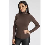 Rollkragenpullover MELROSE, Damen, Gr. 38, braun, Feinstrick, Obermaterial: 50% Viskose, 28% Polyester, 22% Polyamid, unifarben, sehr figurbetont hüftlang, hoch geschlossener Ausschnitt, Pullover Roll