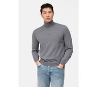OLYMP Casual Strick Pullover Rollkragen extrafeine Merinowolle grau
