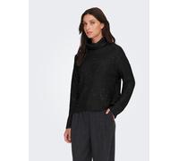 Rollkragenpullover ONLY "ONLARIZONA LS SEQUINS ROLLNECK PULL KNT", Damen, Gr. M, schwarz detail:silber sequins, Strick, Obermaterial: 58% Polyacryl, 23% Nylon, 12% Polyester, 5% metallisierte Fasern,