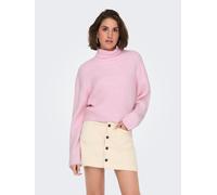 Rollkragenpullover ONLY "ONLMELANIE L/S ROLLNECK PULLOVER KNTNOOS", Damen, Gr. S, rosa (pink lady), Strick, Obermaterial: 54% Polyester, 41% Polyacryl, 5% Wolle, unifarben, regular fit kurz, Rundhals,