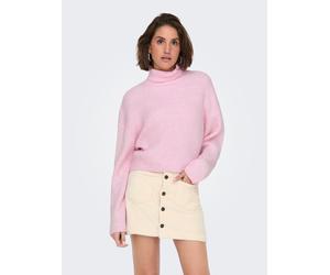 Rollkragenpullover ONLY "ONLMELANIE L/S ROLLNECK PULLOVER KNTNOOS", Damen, Gr. S, rosa (pink lady), Strick, Obermaterial: 54% Polyester, 41% Polyacryl, 5% Wolle, unifarben, regular fit kurz, Rundhals,