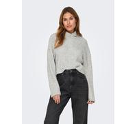 Rollkragenpullover ONLY "ONLMELANIE L/S ROLLNECK PULLOVER KNTNOOS", Damen, Gr. XL, light grau melange, Strick, Obermaterial: 54% Polyester, 41% Polyacryl, 5% Wolle, meliert, unifarben, regular fit kur