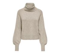 Rollkragenpullover ONLY "ONLOLIVIA LS ROLL NECK CC KNT", Damen, Gr. L, beige (humus detail:melange), Strick, Obermaterial: 84% Polyester, 7% Polyacryl, 5% Wolle, 4% Elasthan, meliert, regular fit norm