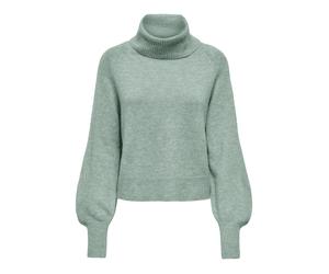 Rollkragenpullover ONLY "ONLOLIVIA LS ROLL NECK CC KNT", Damen, Gr. S, grün (aqua gray detail:melange), Strick, Obermaterial: 84% Polyester, 7% Polyacryl, 5% Wolle, 4% Elasthan, meliert, regular fit n