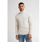 Rollkragenpullover PETROL INDUSTRIES "Men Knitwear Collar Basi", Herren, Gr. M, antique weiß melee, Strick, Obermaterial: 50% Baumwolle, 50% Polyacryl, regular fit hüftbedeckend, Bündchen, Pullover Ro