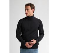 Rollkragenpullover PETROL INDUSTRIES "Men Knitwear Collar Basi", Herren, Gr. M, schwarz (deep schwarz), Feinstrick, Obermaterial: 50% Baumwolle, 50% Polyacryl, regular fit hüftbedeckend, Bündchen, Pul