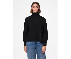 Rollkragenpullover PIECES "PCMALOU LS ROLLNECK KNIT NOOS BC", Damen, Gr. M, schwarz, Strick, Obermaterial: 65% Polyester, 19% Polyacryl, 10% Nylon, 3% Wolle, 3% Elasthan, unifarben, relaxed fit normal