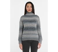 Rollkragenpullover RAGWEAR "SAFINA", Damen, Gr. M, grau (dunkelgrau), Strick, Obermaterial: 54% Nylon, 23% Polyacryl, 23% Polyester, gemustert, gestreift, normal, Rundhals, Rippstrickbündchen, Pullove