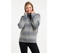 Rollkragenpullover RAGWEAR "SAFINA", Damen, Gr. XS, grau (dunkelgrau), Strick, Obermaterial: 54% Nylon, 23% Polyacryl, 23% Polyester, gemustert, gestreift, normal, Rundhals, Rippstrickbündchen, Pullov