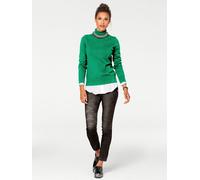 Rollkragenpullover "Rollkragen-Pullover", Damen, Gr. 36, grün, 100% Baumwolle, LINEA TESINI BY HEINE, unifarben, Pullover Rollkragenpullover (35632868-36) grün