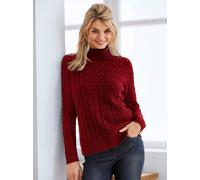 Rollkragenpullover "Rollkragen-Pullover", Damen, Gr. 38, rot (dunkelrot), 60% Viskose, 40% Baumwolle, LINEA TESINI BY HEINE, unifarben, Pullover Rollkragenpullover (41475204-38) dunkelrot
