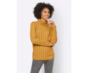 Rollkragenpullover "Rollkragen-Pullover", Damen, Gr. 42, gelb (ocker), 60% Viskose, 40% Baumwolle, LINEA TESINI BY HEINE, unifarben, Pullover Rollkragenpullover (62496542-42) ocker