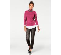 Rollkragenpullover "Rollkragen-Pullover", Damen, Gr. 42, pink, 100% Baumwolle, LINEA TESINI BY HEINE, unifarben, Pullover Rollkragenpullover (26137608-42) pink