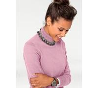 Rollkragenpullover HEINE "Rollkragen-Pullover", Damen, Gr. 42, rosa (rosé), 100% Baumwolle, unifarben, Pullover Rollkragenpullover (57498928-42) rosé