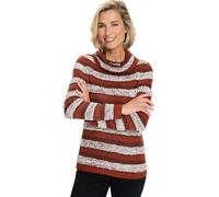 Rollkragenpullover CLASSIC BASICS "Langarm-Pullover", Damen, Gr. 54, braun (rostrot, ecru, gemustert), 60% Polyacryl, 40% Polyester, gemustert, gestreift, mehrfarbig, Pullover Rollkragenpullover (3919