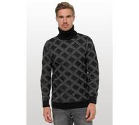 Rollkragenpullover RUSTY NEAL, Herren, Gr. 3XL, schwarz, 70% Polyacryl, 30% Baumwolle, unifarben, normal, hoch geschlossener Ausschnitt, Pullover Rollkragenpullover, mit stylischem Karo-Muster (708554