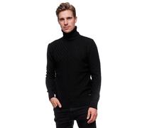 Rollkragenpullover RUSTY NEAL, Herren, Gr. M, schwarz, 70% Polyacryl, 30% Baumwolle, unifarben, normal, hoch geschlossener Ausschnitt, Pullover Rollkragenpullover, in stilvollem Feinstrick (97442942-M