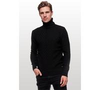 Rollkragenpullover RUSTY NEAL, Herren, Gr. XL, schwarz, 70% Polyacryl, 30% Baumwolle, unifarben, normal, hoch geschlossener Ausschnitt, Pullover Rollkragenpullover, in stilvollem Feinstrick (97442942-