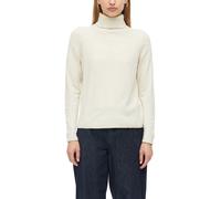 Rollkragenpullover S.OLIVER, Damen, Gr. 42, beige (light beige melange), Strick, Obermaterial: 72% Viskose, 28% Polyester, unifarben, normal hüftbedeckend, Rundhals, Bündchen, Pullover Rollkragenpullo