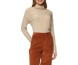 Rollkragenpullover S.OLIVER, Damen, Gr. 44, beige (beige stripe), Obermaterial: 95% Lyocell, 5% Elasthan, gestreift, regular fit taillenbedeckt, ohne Ausschnitt, gerader Abschluss, Pullover Rollkragen