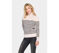 Rollkragenpullover SAINT TROPEZ "MilaSZ St. Rollneck", Damen, Gr. S, beige (gray morn mila stripe), Strick, Obermaterial: 80% Viskose, 20% Polyacryl, gestreift, regular fit normal, Pullover Rollkragen