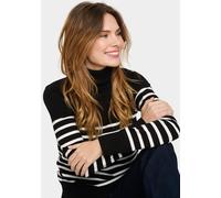 Rollkragenpullover SAINT TROPEZ "MilaSZ St. Rollneck", Damen, Gr. XXL, schwarz (schwarz mila stripe), Strick, Obermaterial: 80% Viskose, 20% Polyacryl, gestreift, regular fit normal, Pullover Rollkrag