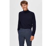 Rollkragenpullover SELECTED HOMME "SLHBERG ROLL NECK NOOS", Herren, Gr. L, blau (navy blazer), Strick, Obermaterial: 100% Baumwolle, unifarben, regular fit normal, Rundhals, Rippbündchen, Pullover Rol