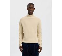 Rollkragenpullover SELECTED HOMME "SLHDANE LS KNIT STRUCTURE ROLL NECK NOOS", Herren, Gr. L, beige (oatmeal), Strick, Obermaterial: 100% Baumwolle, unifarben, modisch, regular fit, Langarm Rippbündche